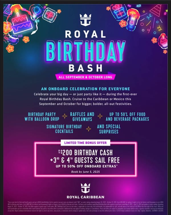 Royal Caribbean's Birthday Bash Promotion