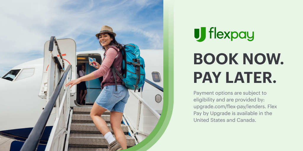 Woman looking at a plane, representing the idea of traveling with FlexPay